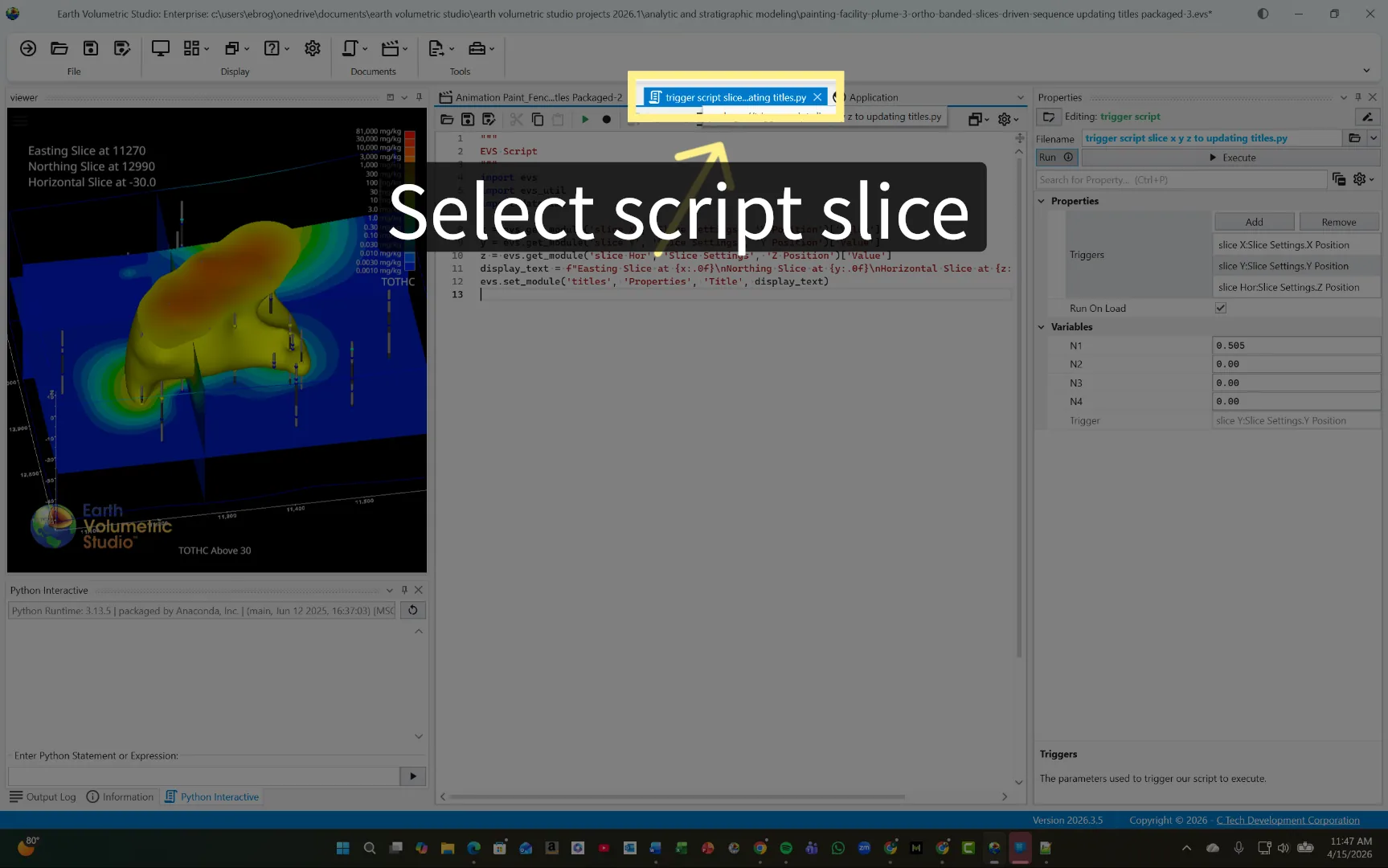 Select the Python Script Window