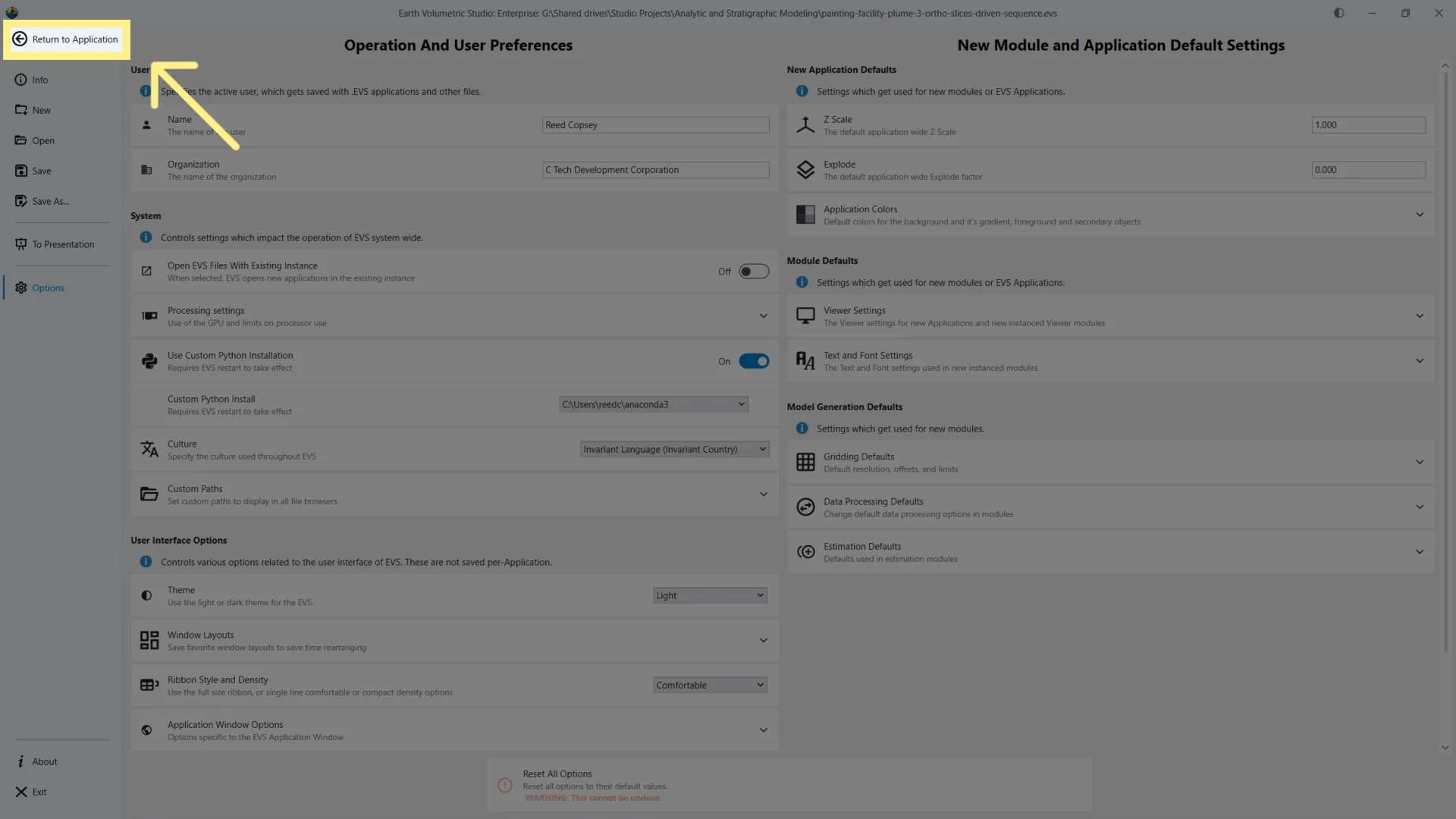 Return to the Application